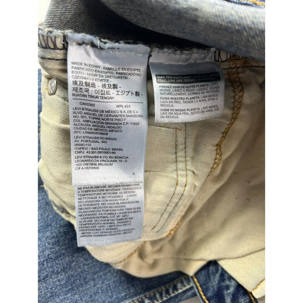 Levi's 505 Mens Tag Size‎ 40x30 Blue Wash Logo High-Rise Distressed Hems Jeans